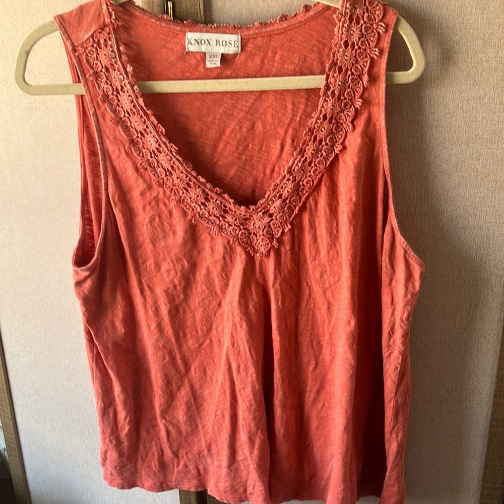 FINAL MARKDOWN Knox Rose Women's Sleeveless Lace accented Top xxl